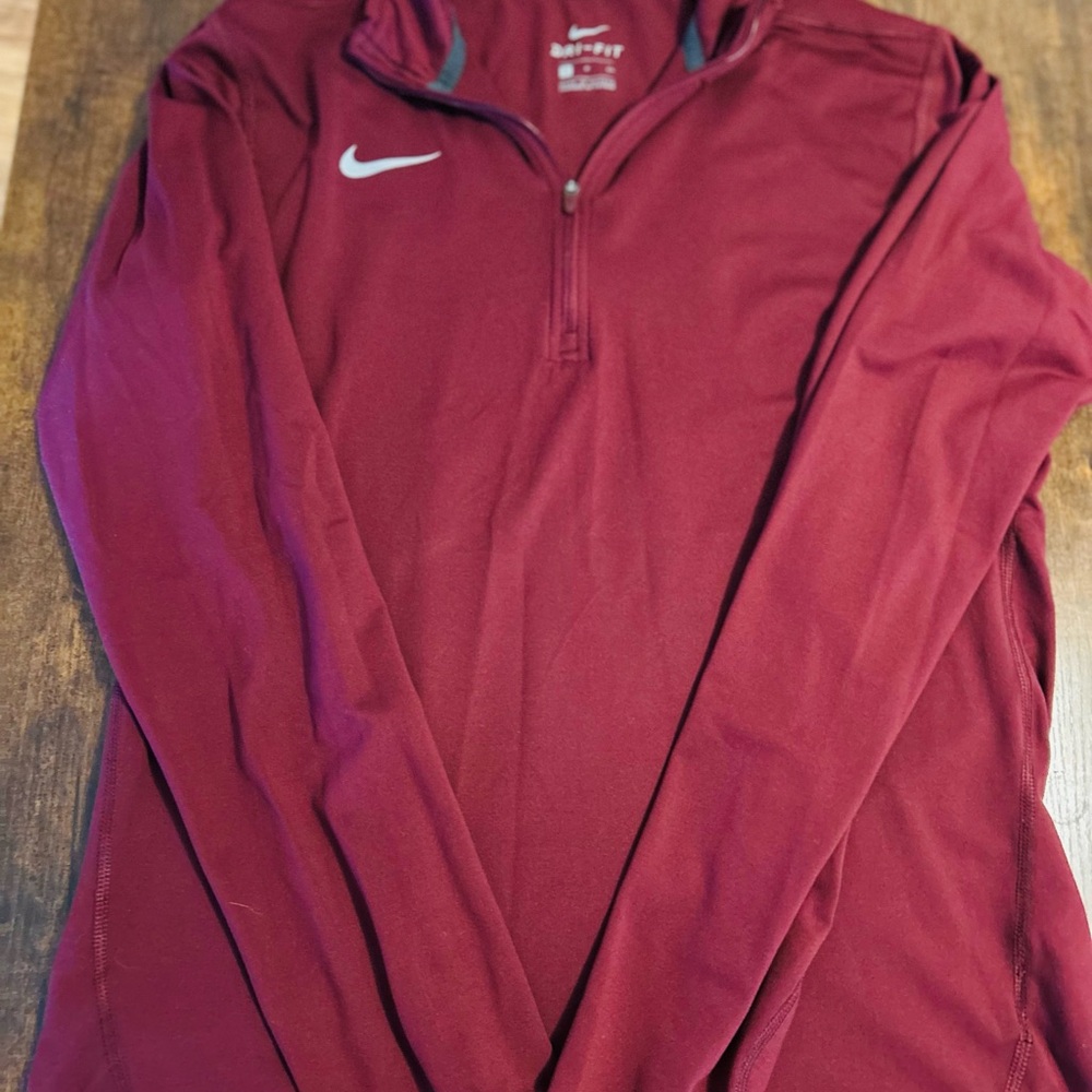 Women's Nike maroon dry fit Quarter-Zip Top